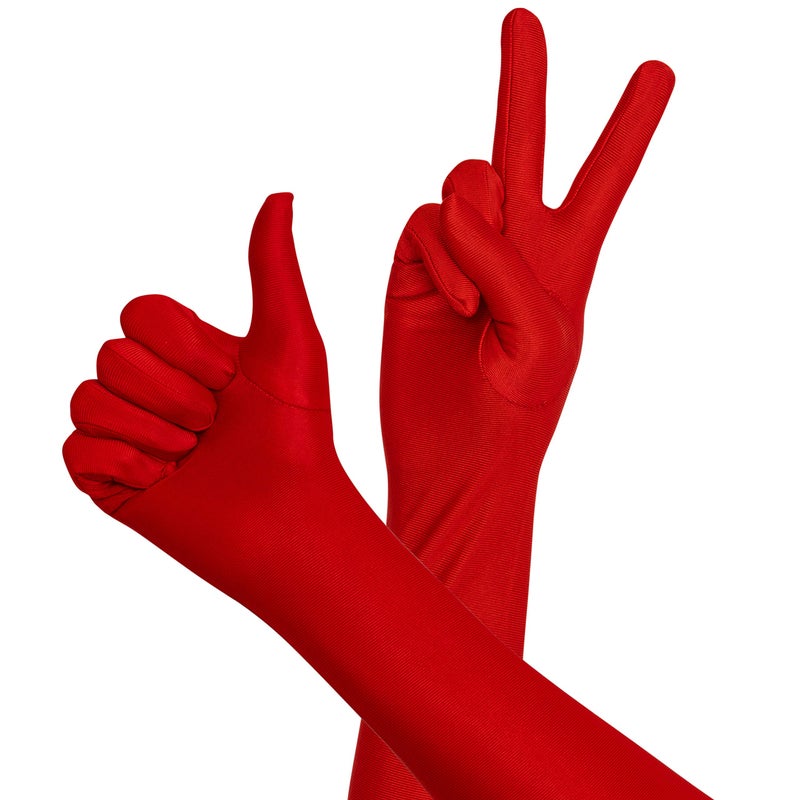 Skeleteen Red Satin Opera Gloves - Roaring 20's Fancy Flapper Elbow Gloves - 1 Pair - Image 4